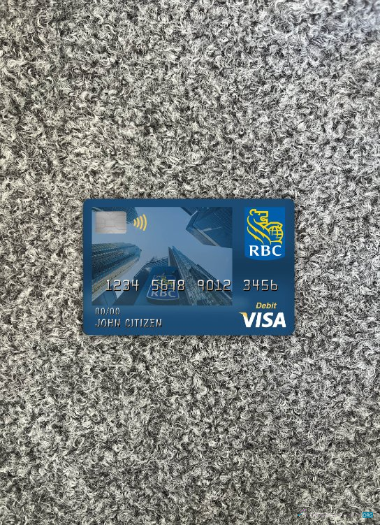 Download Canada Royal bank (RBC) visa debit card photolook front Photoshop template